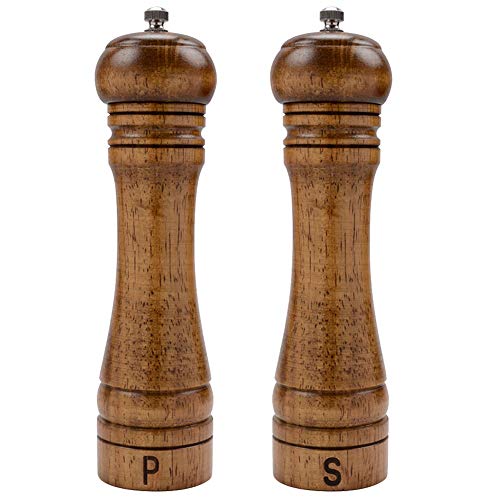  Haomacro Salt and Pepper Grinder Set, Wood Pepper Mills,Wooden Salt  Grinders Refillable Manual Pepper Ginder with Acrylic Visible  Window,Ceramic Grinding Core- 6.5 Inches–Pack of 2: Home & Kitchen